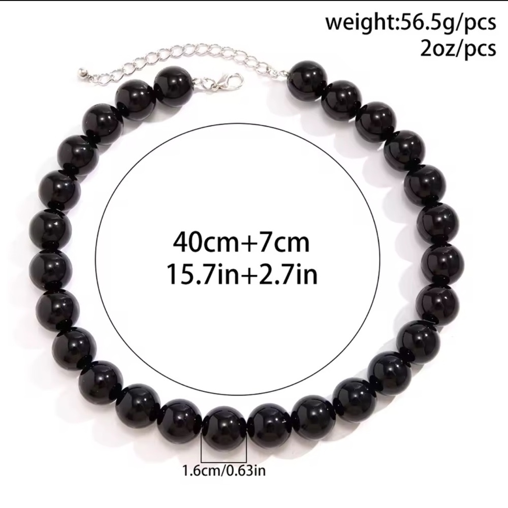Black Beaded Choker Necklace Trending - Picture 4 of 6